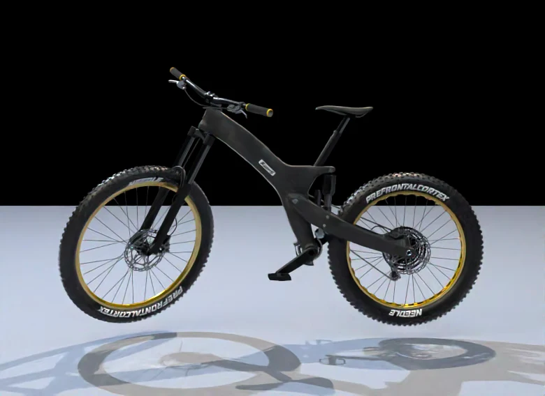 Carbon-frame bicycle scene used to exercise GPU scene representation